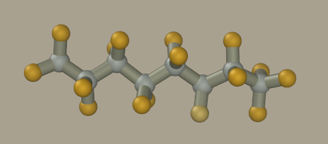 atom model of perfluoroalkane